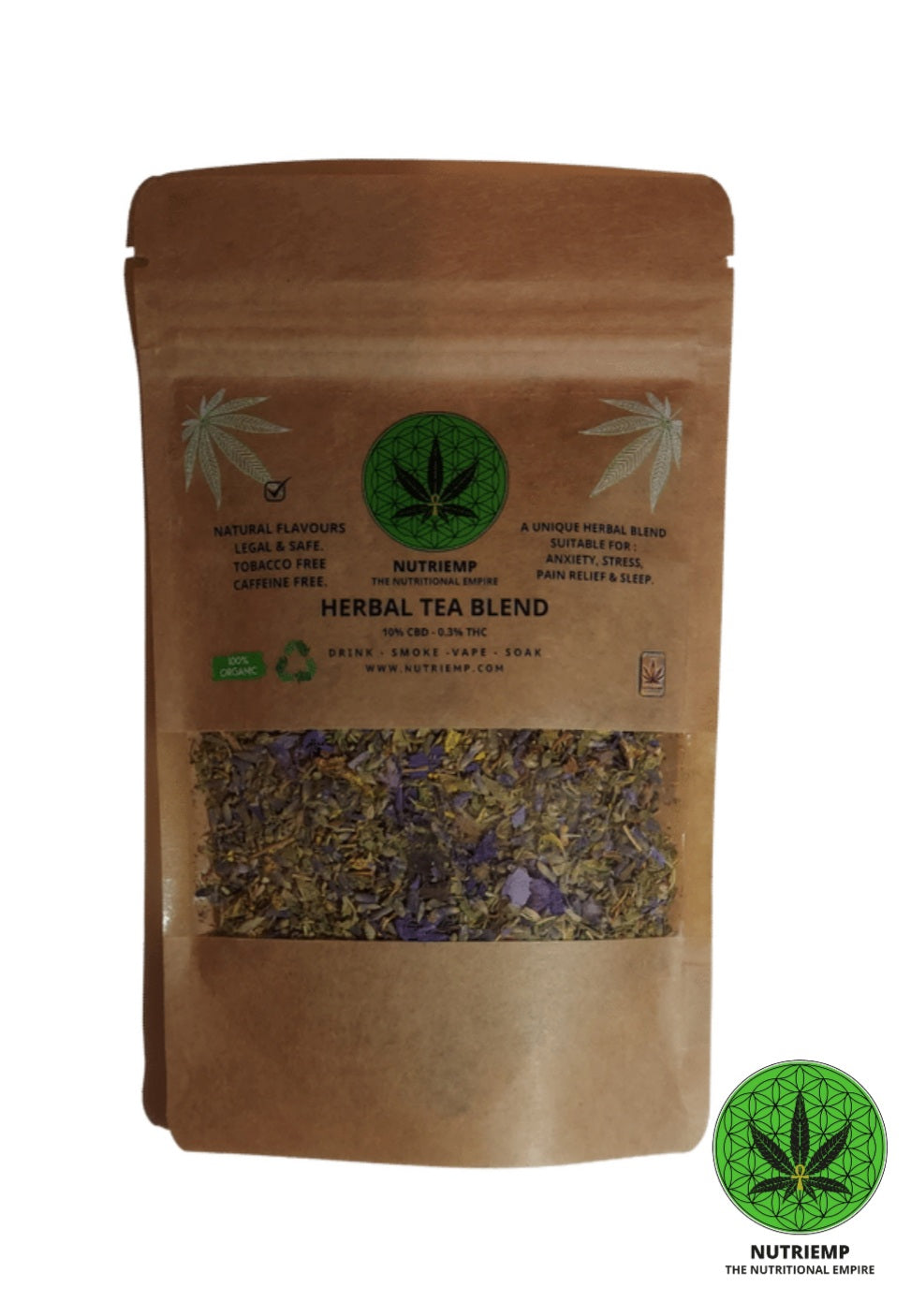 Blue Lotus & Lavender CBD Nutriemp Herbal Tea Blend 20g